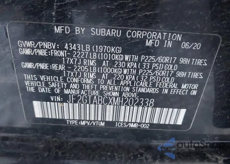 2021 Subaru Crosstrek z USA, uszkodzony, nr VIN JF2GTABCXMH202338